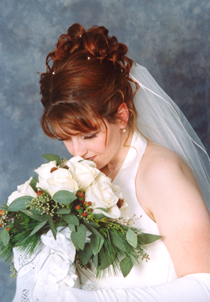 Julia with white roses